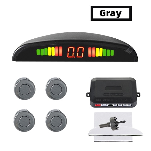 Hippcron voiture LED Kit de capteur de stationnement 4 capteurs 22mm rétro-éclairage affichage inverse sauvegarde Radar moniteur système 12V 8 couleurs – Image 9