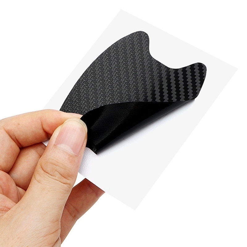 4 pièces/ensemble autocollant de porte de voiture fibre de carbone résistant aux rayures couverture Auto poignée Film de Protection accessoires de style extérieur – Image 3